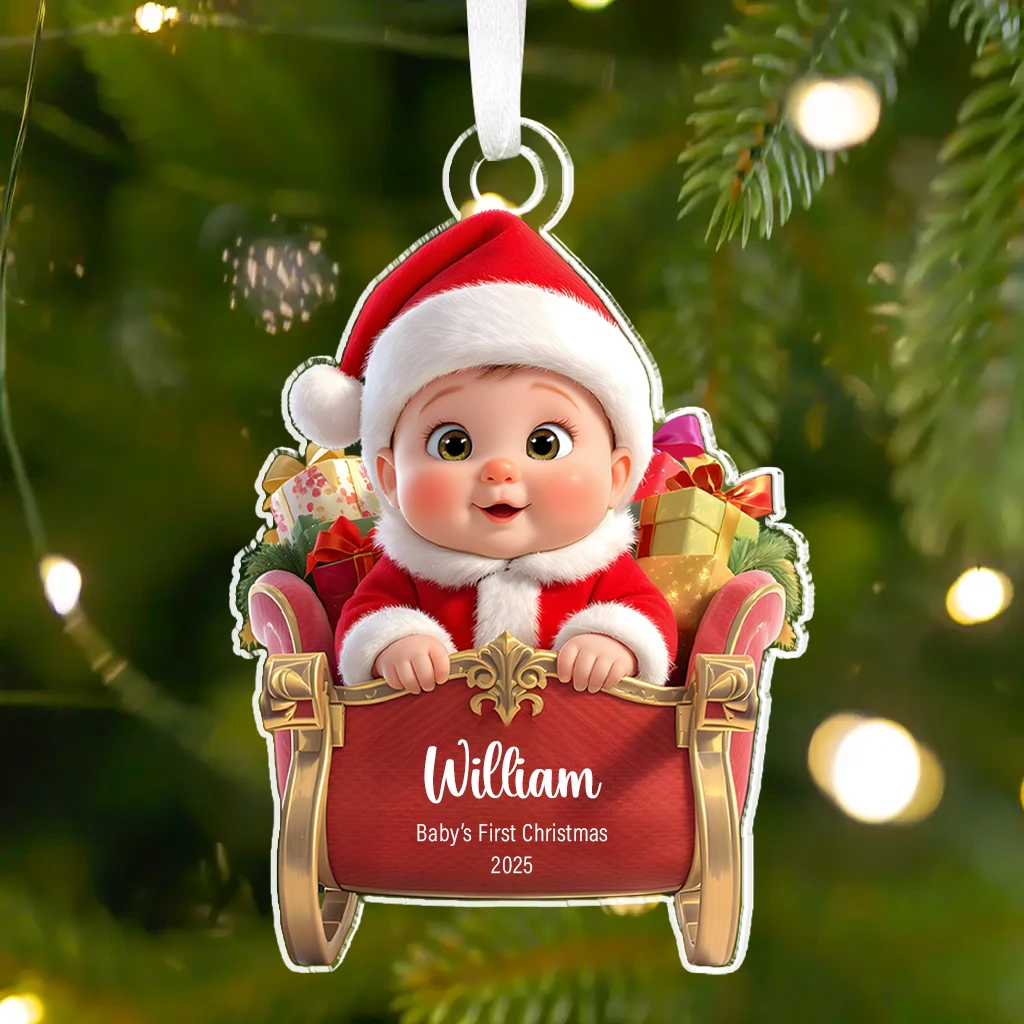 Custom Photo Baby First Christmas Sleigh Ornament | Personalized Face Keepsake | Perfect Christmas Decoration 2025 - Image 4