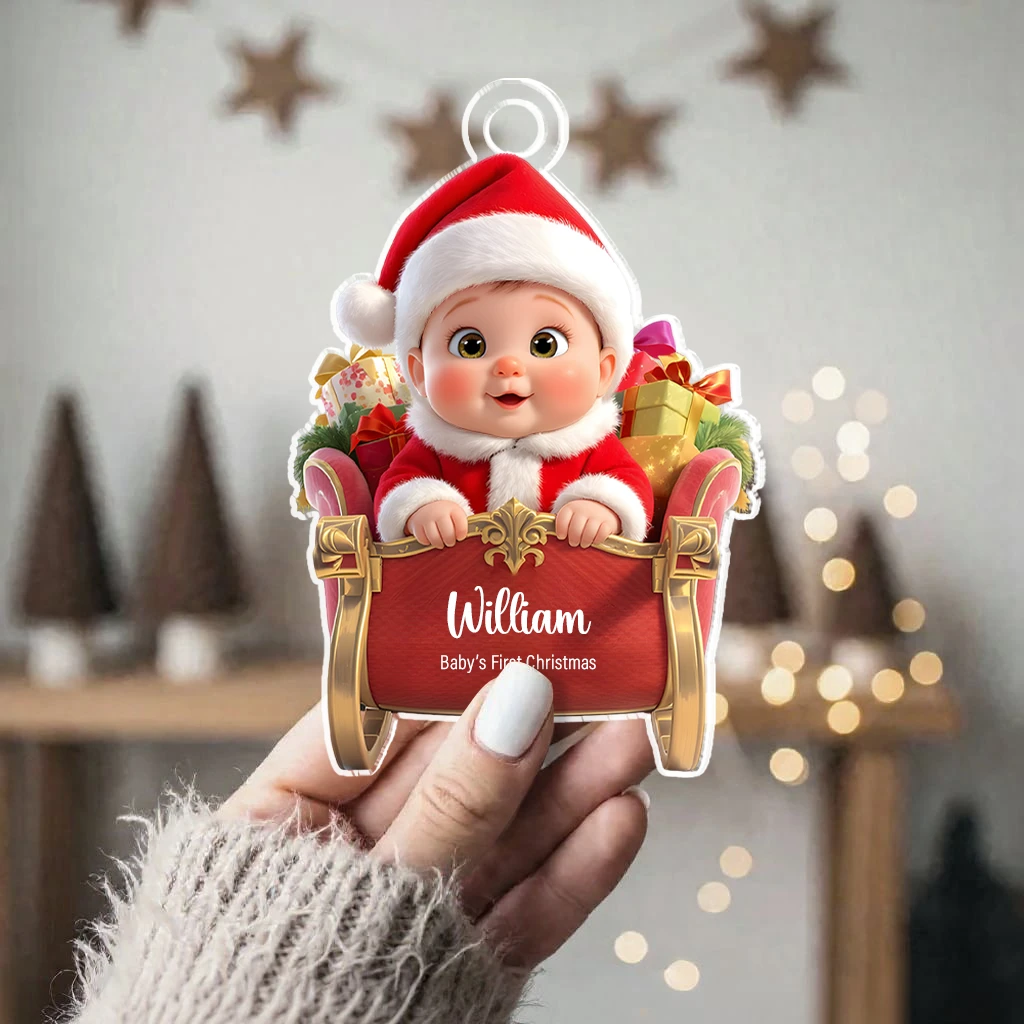 Custom Photo Baby First Christmas Sleigh Ornament | Personalized Face Keepsake | Perfect Christmas Decoration 2025 - Image 5