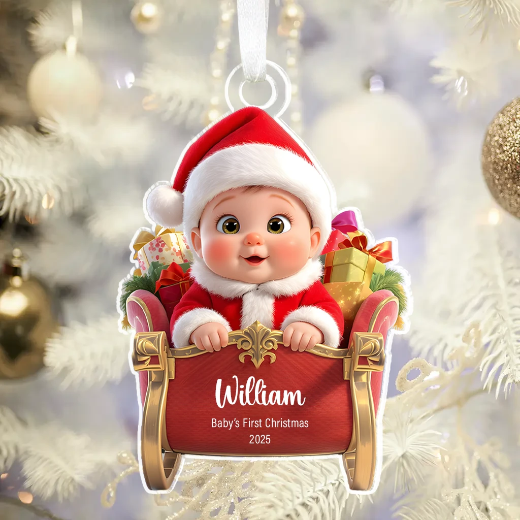 Custom Photo Baby First Christmas Sleigh Ornament | Personalized Face Keepsake | Perfect Christmas Decoration 2025 - Image 3