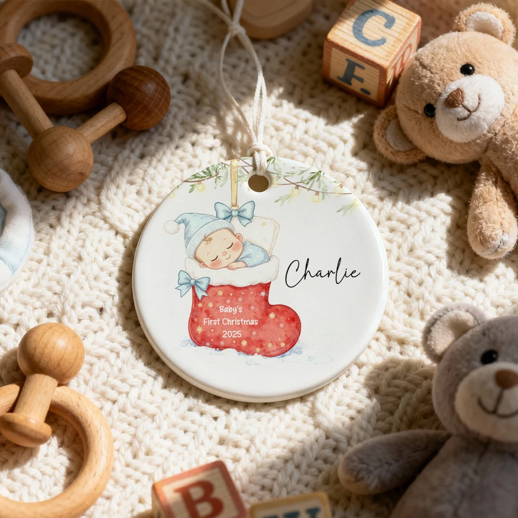 Custom Baby First Christmas Stocking Ornament | Cozy Heirloom Keepsake | Perfect Christmas Decoration - Image 4
