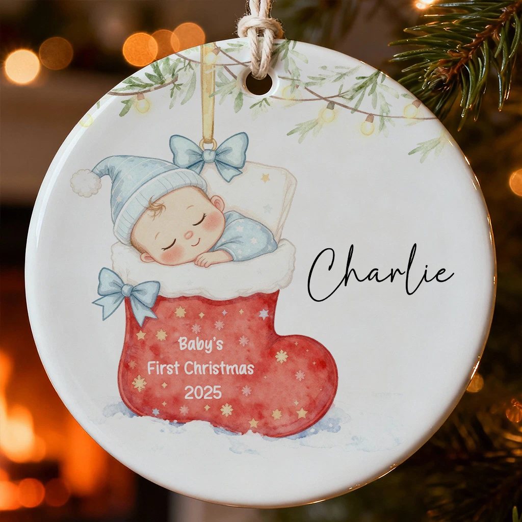 Custom Baby First Christmas Stocking Ornament | Cozy Heirloom Keepsake | Perfect Christmas Decoration