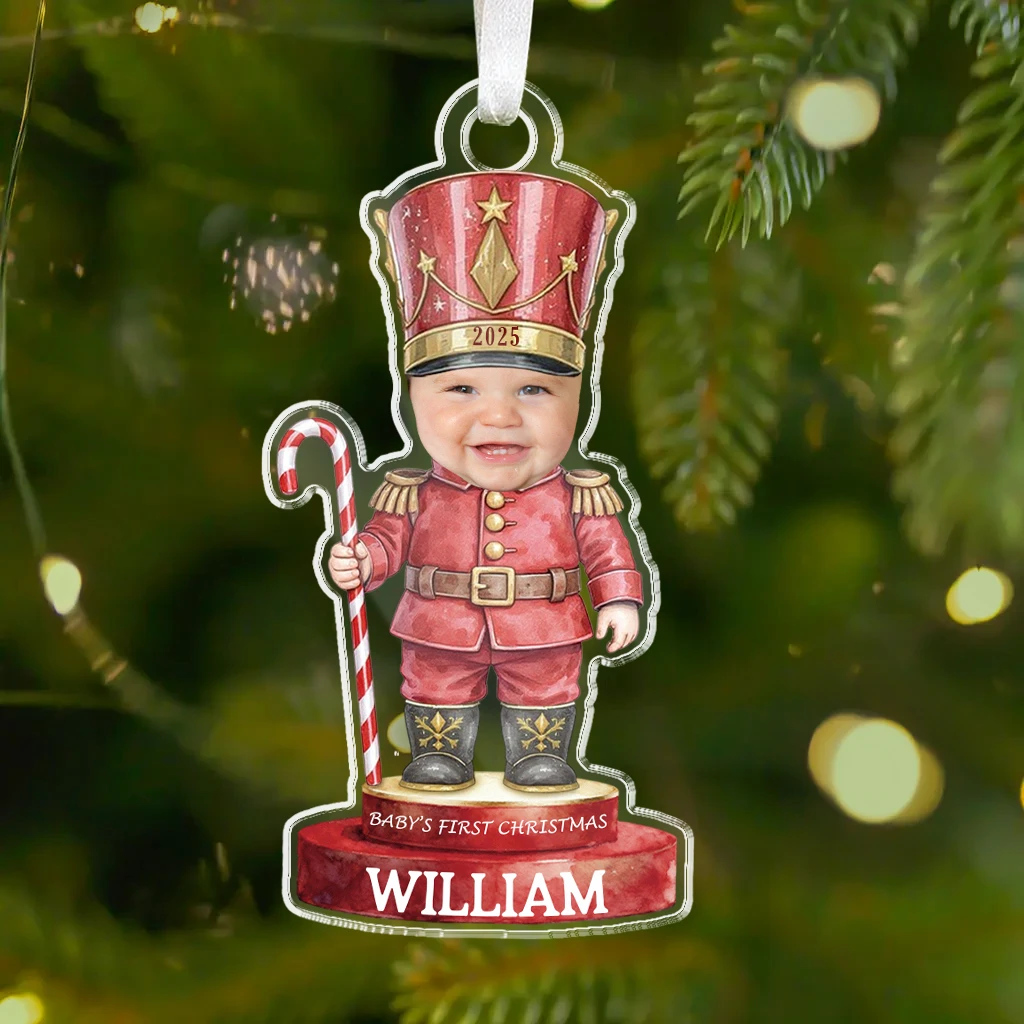 Custom Baby First Christmas Tin Soldier Ornament | Personalized Face Acrylic Keepsake | Perfect Gift Idea - Image 6
