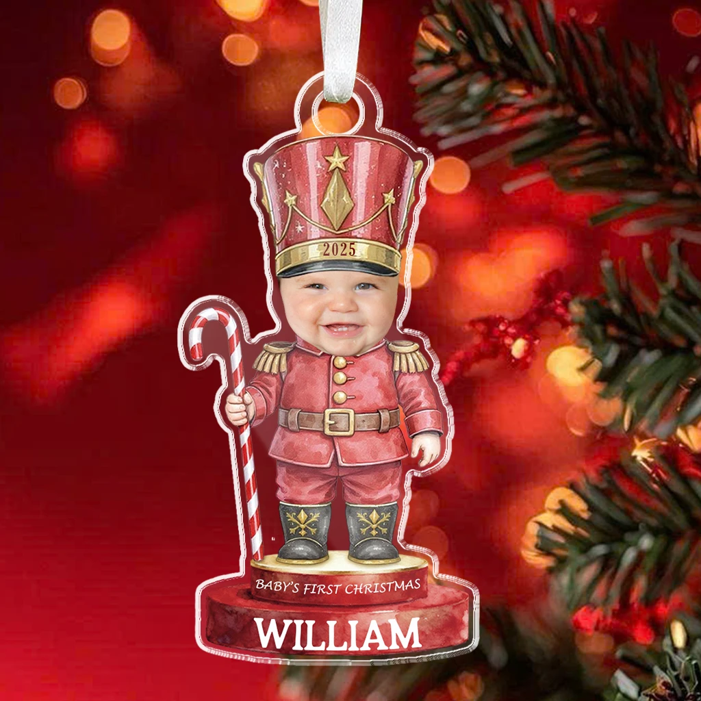 Custom Baby First Christmas Tin Soldier Ornament | Personalized Face Acrylic Keepsake | Perfect Gift Idea - Image 5