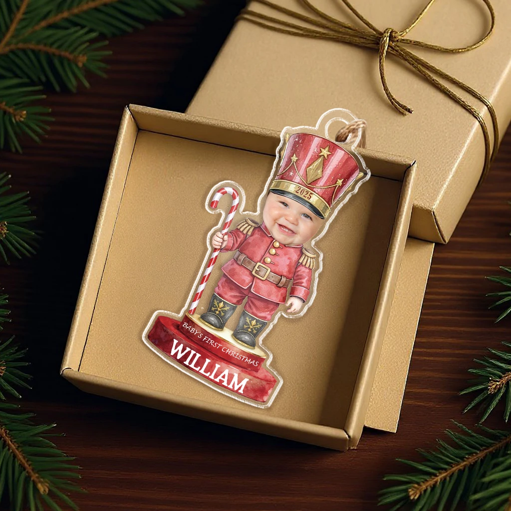 Custom Baby First Christmas Tin Soldier Ornament | Personalized Face Acrylic Keepsake | Perfect Gift Idea - Image 4