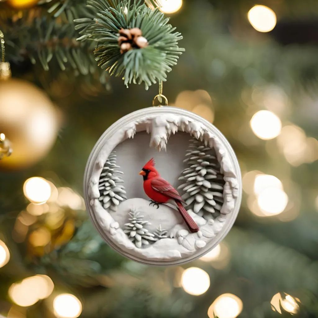 Cardinal Bird Christmas Ornament | Holiday Ceramic Keepsake | Classic Tree Decoration - Image 2