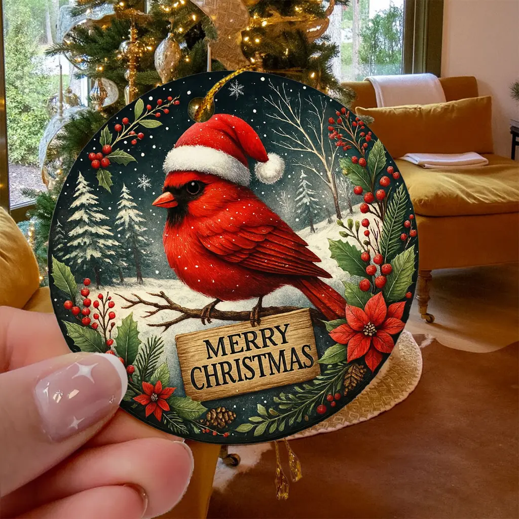 Cardinal Sympathy Gift | 2025 Memorial Ornament, In Loving Memory Keepsake, Red Bird on Christmas Wreath - Image 3