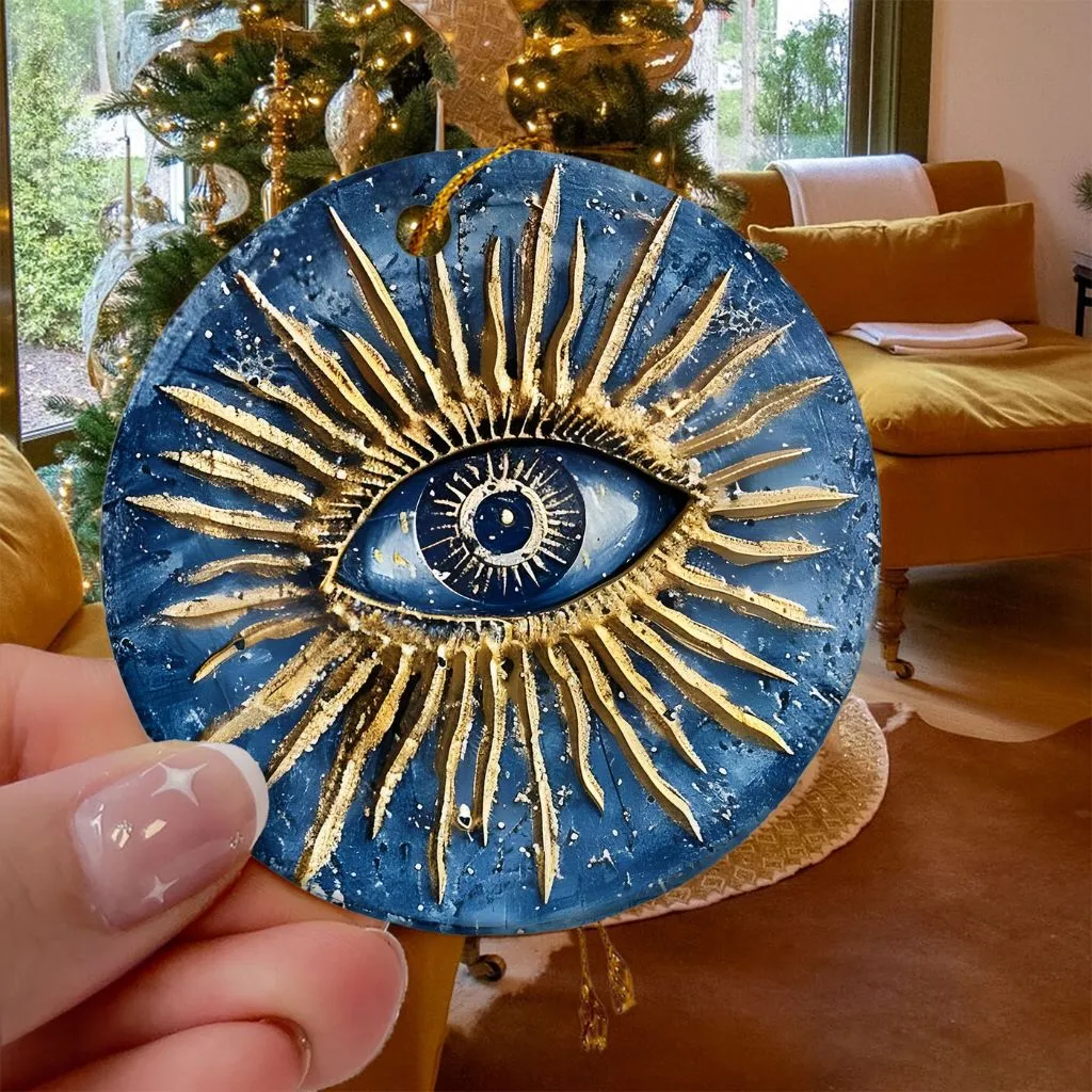 Ceramic Evil Eye Christmas Ornament | Unique Holiday Tree Decoration | Protective Keepsake Gift - Image 6