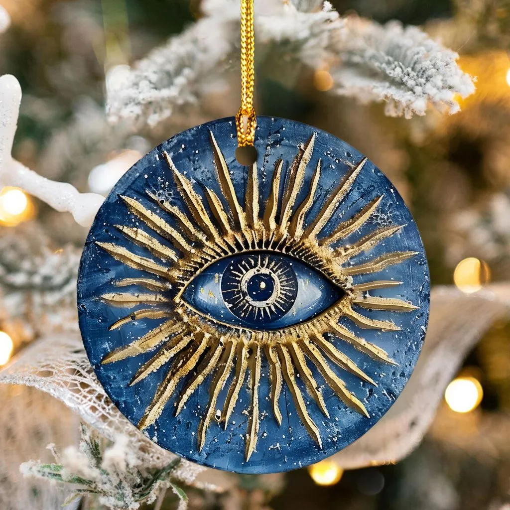 Ceramic Evil Eye Christmas Ornament | Unique Holiday Tree Decoration | Protective Keepsake Gift - Image 7