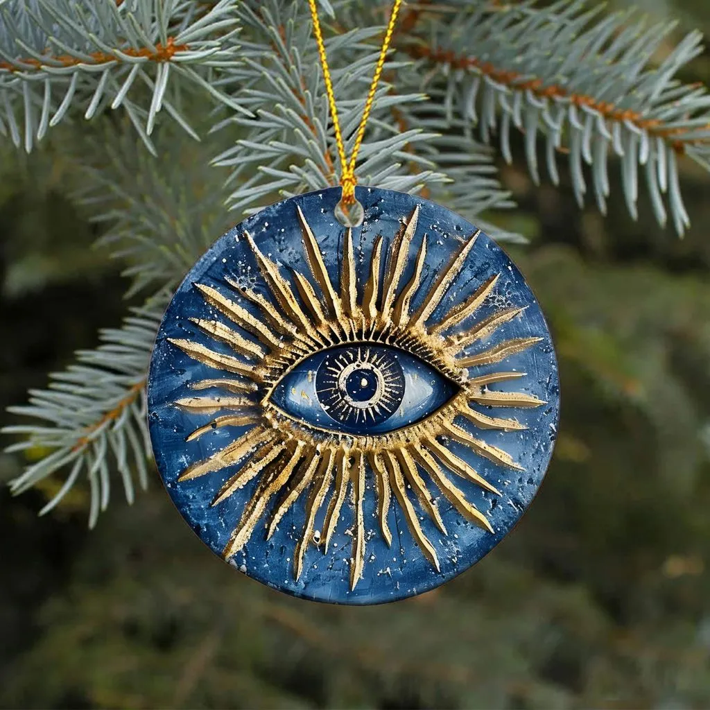 Ceramic Evil Eye Christmas Ornament | Unique Holiday Tree Decoration | Protective Keepsake Gift - Image 5