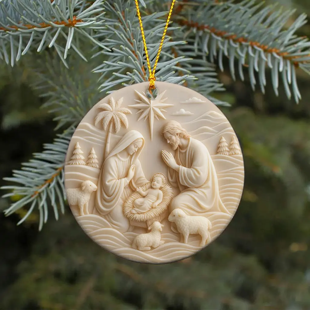 Ceramic Nativity Scene Ornament | Holy Family Christmas Tree Decor | Religious Christian Gift, Catholic Keepsake Ornament - Image 3