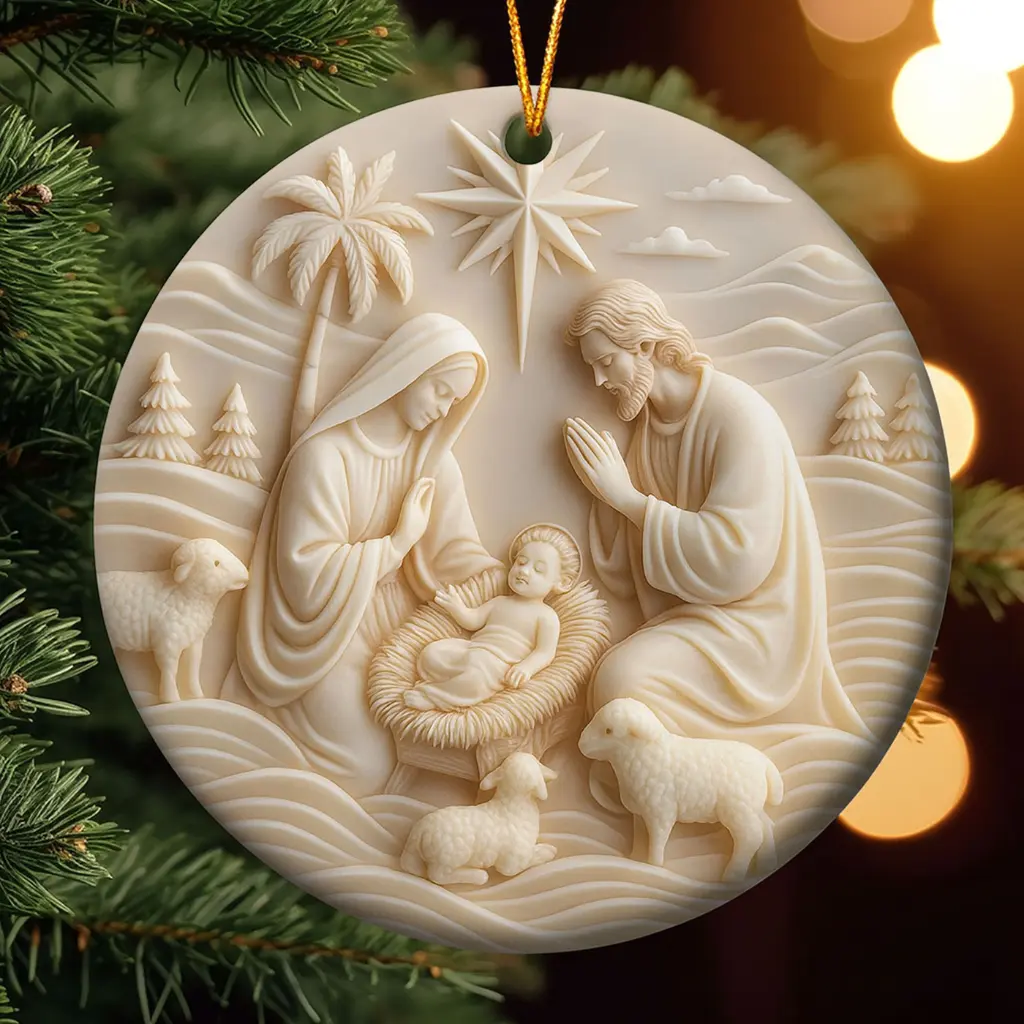 Ceramic Nativity Scene Ornament | Holy Family Christmas Tree Decor | Religious Christian Gift, Catholic Keepsake Ornament - Image 4