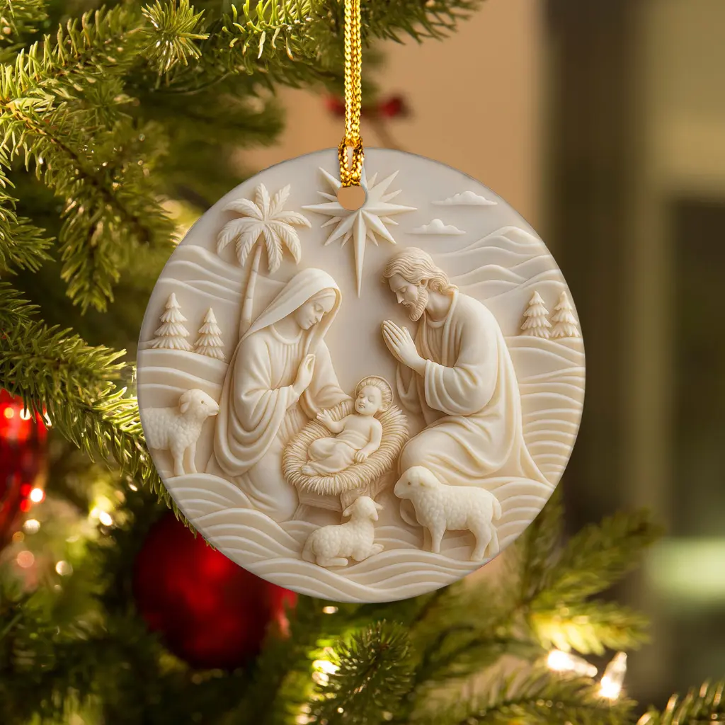 Ceramic Nativity Scene Ornament | Holy Family Christmas Tree Decor | Religious Christian Gift, Catholic Keepsake Ornament - Image 5