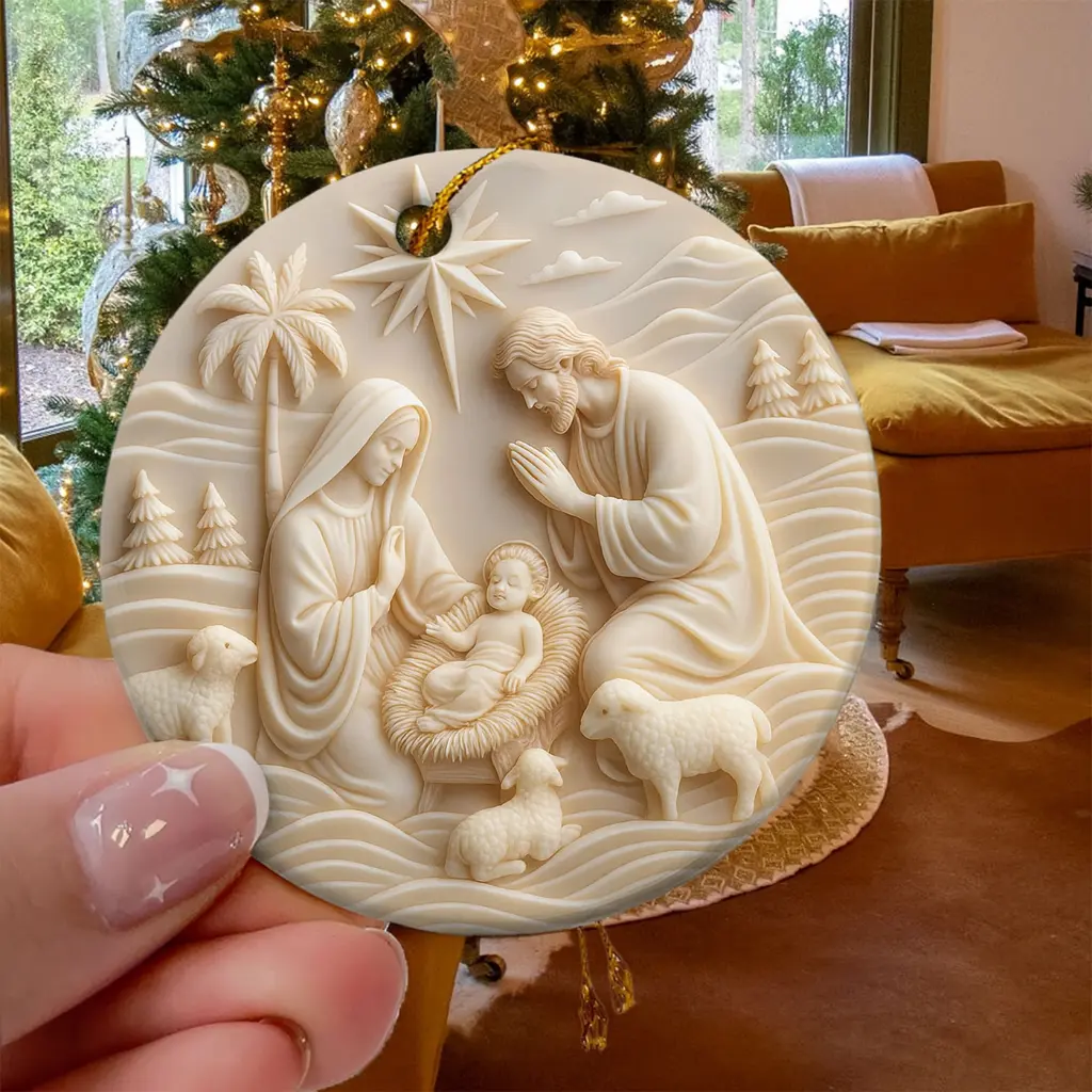 Ceramic Nativity Scene Ornament | Holy Family Christmas Tree Decor | Religious Christian Gift, Catholic Keepsake Ornament - Image 6