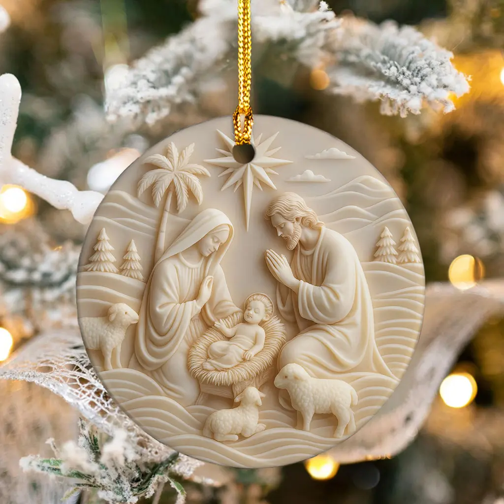 Ceramic Nativity Scene Ornament | Holy Family Christmas Tree Decor | Religious Christian Gift, Catholic Keepsake Ornament - Image 7