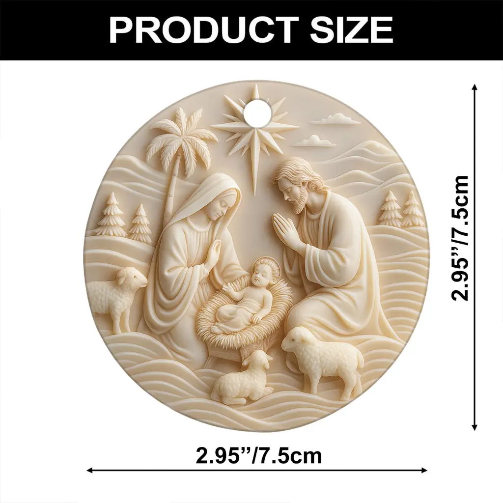 Ceramic Nativity Scene Ornament | Holy Family Christmas Tree Decor | Religious Christian Gift, Catholic Keepsake Ornament - Image 8