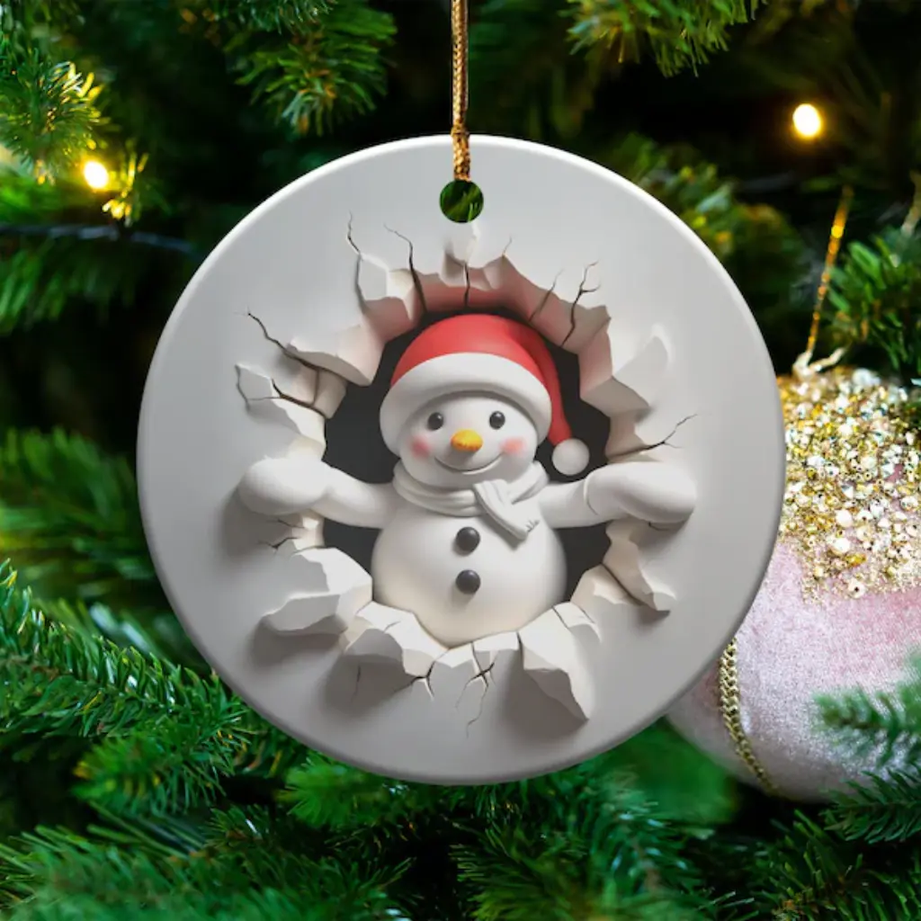 Christmas 2025 Ornament | Dual-Sided 3D Effect Ceramic Keepsake | Holiday Home Decor, Gift Exchange Idea