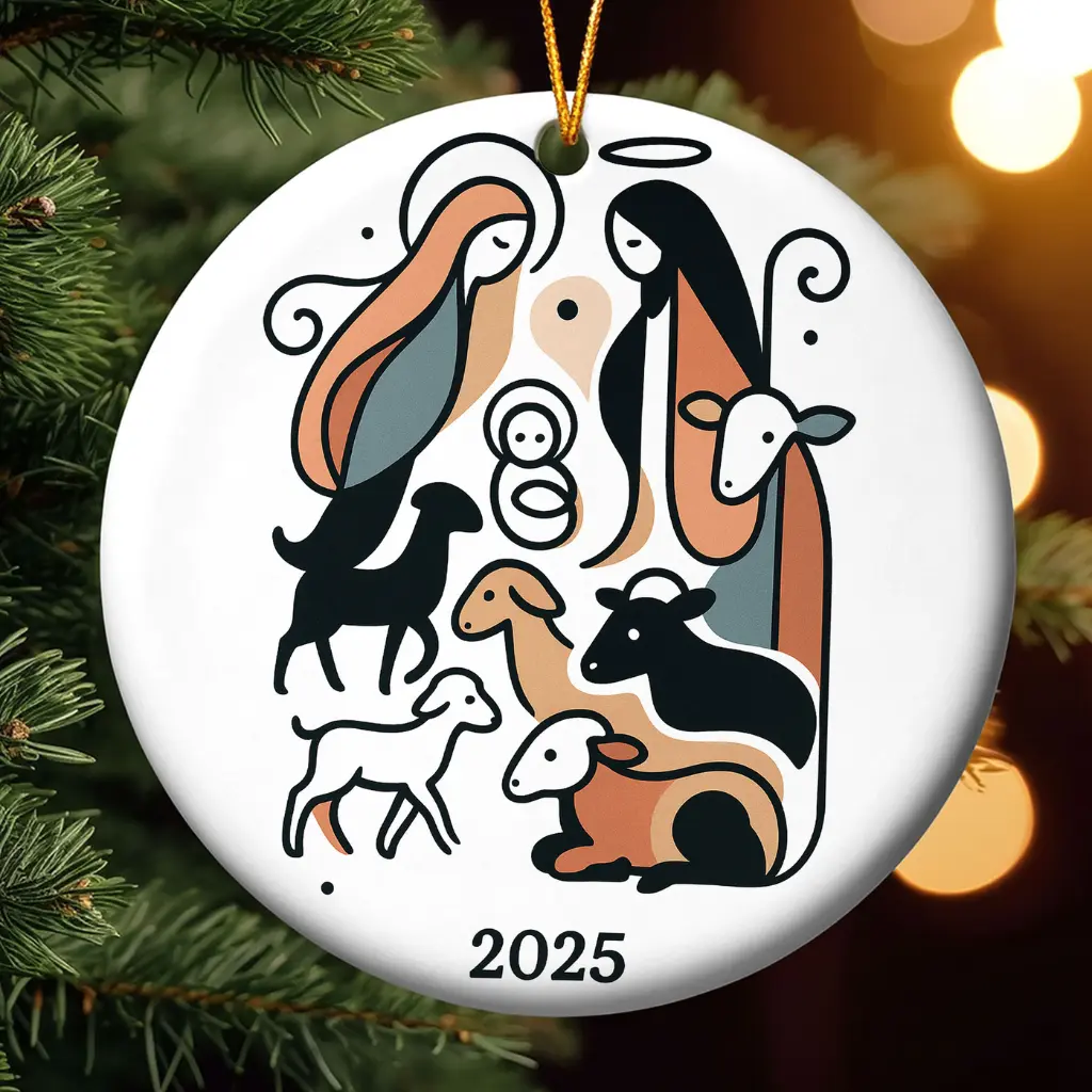Christian Christmas Decor Holy Family Ornament | Nativity Scene Religious Gift for Family