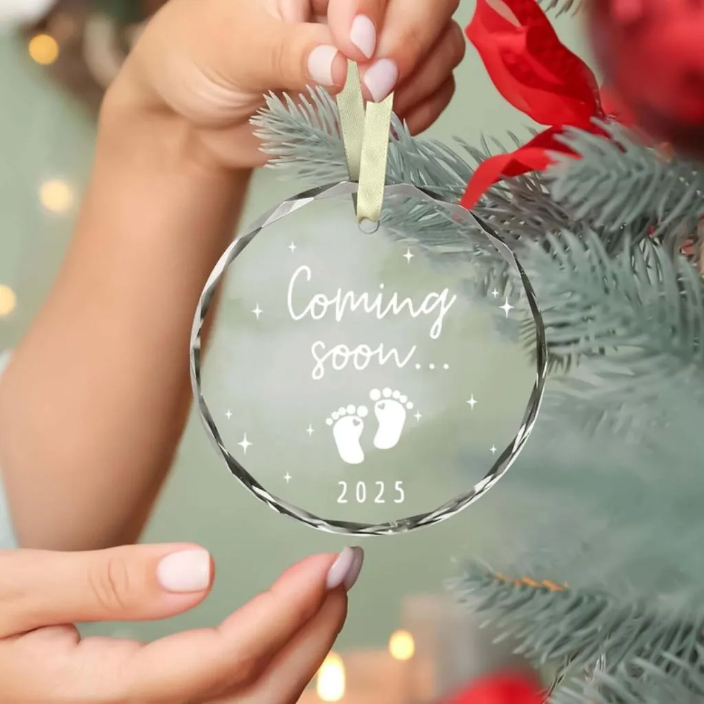 Christmas Ornament 2025 Baby Coming Soon | Pregnancy Announcement Keepsake | Holiday Tree Decoration - Image 2