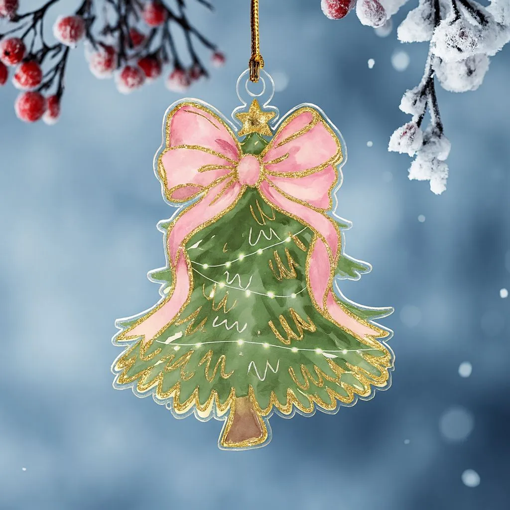 Christmas Tree Bow Ornament | Festive Ribbon Decoration | Holiday Keepsake - Image 4