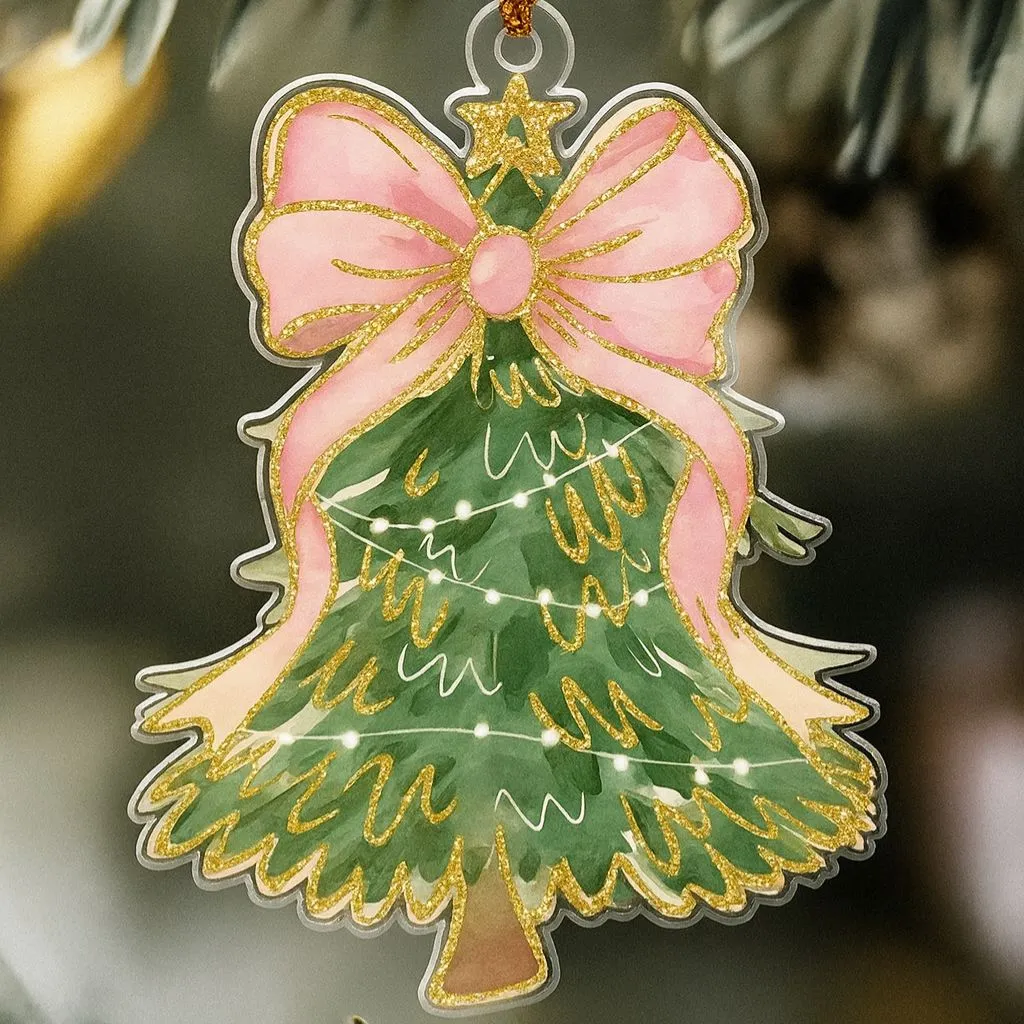 Christmas Tree Bow Ornament | Festive Ribbon Decoration | Holiday Keepsake - Image 2