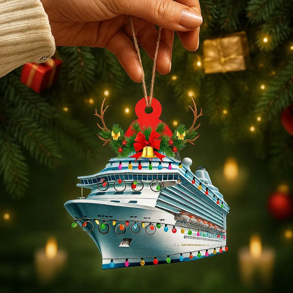 Cruise and Reindeer Horn Christmas Ornament| Holiday Ship Tree Decoration | Nautical Keepsake Gift - Image 5