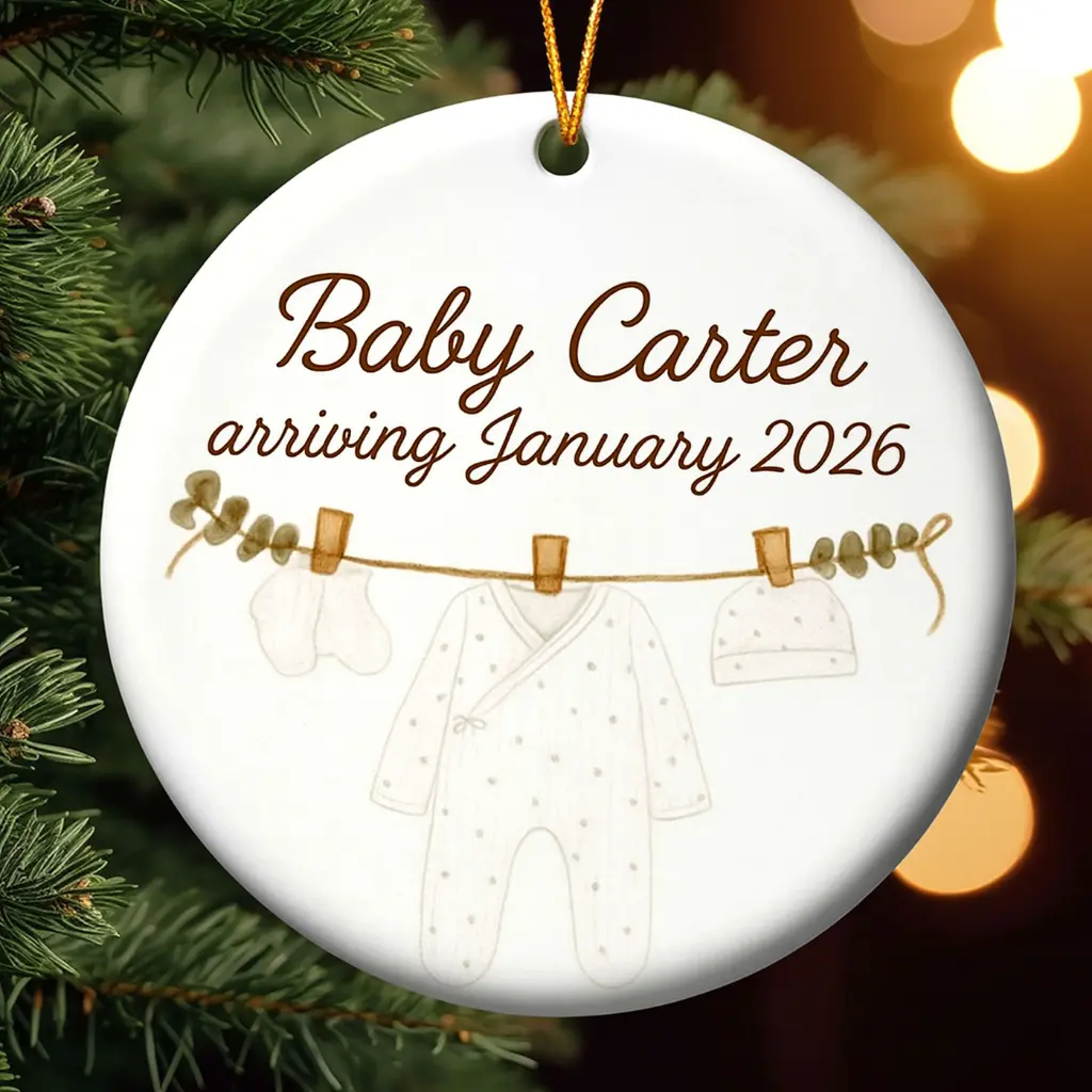 Custom Baby Announcement Gift 2026 | Personalized Pregnancy Ornament for Expecting Parents