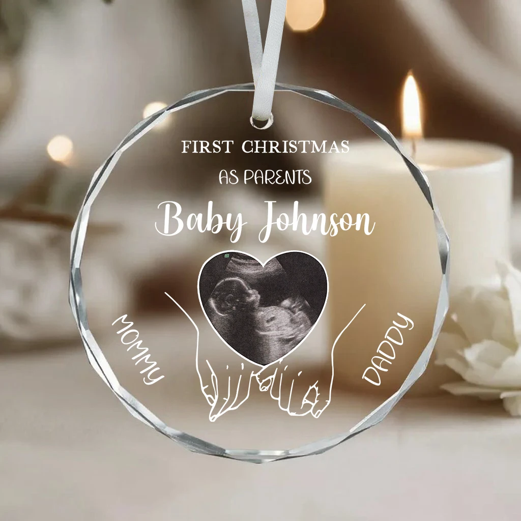 Custom Baby Sonogram Christmas Ornament, Personalized Mommy & Daddy To Be Gift, First Christmas with Baby's Photo, Pregnancy Keepsake - Image 7