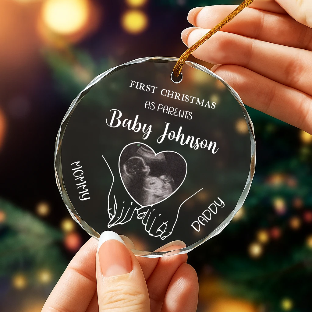 Custom Baby Sonogram Christmas Ornament, Personalized Mommy & Daddy To Be Gift, First Christmas with Baby's Photo, Pregnancy Keepsake - Image 6