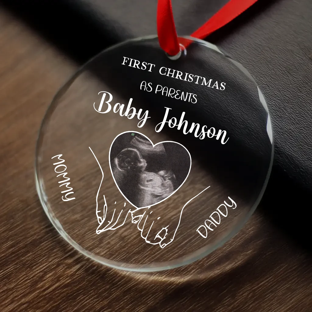 Custom Baby Sonogram Christmas Ornament, Personalized Mommy & Daddy To Be Gift, First Christmas with Baby's Photo, Pregnancy Keepsake - Image 5