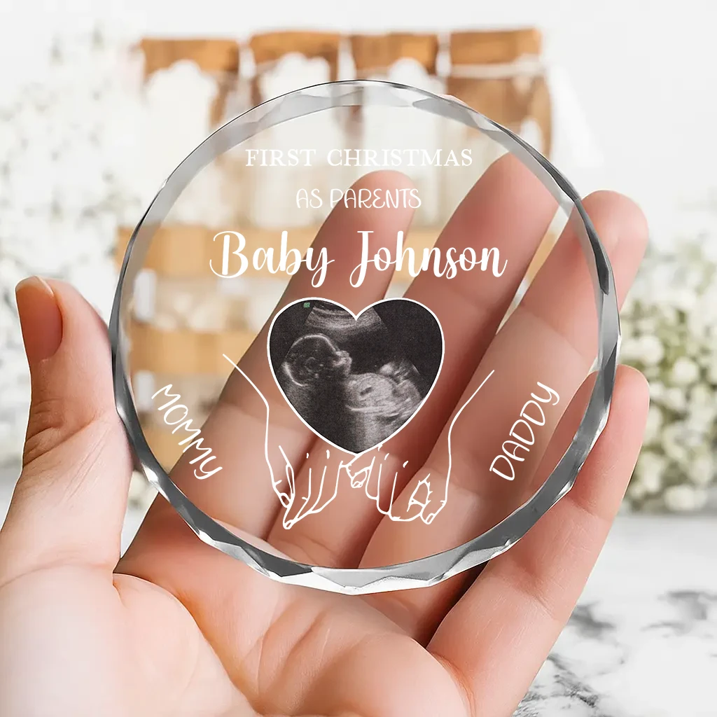 Custom Baby Sonogram Christmas Ornament, Personalized Mommy & Daddy To Be Gift, First Christmas with Baby's Photo, Pregnancy Keepsake - Image 3