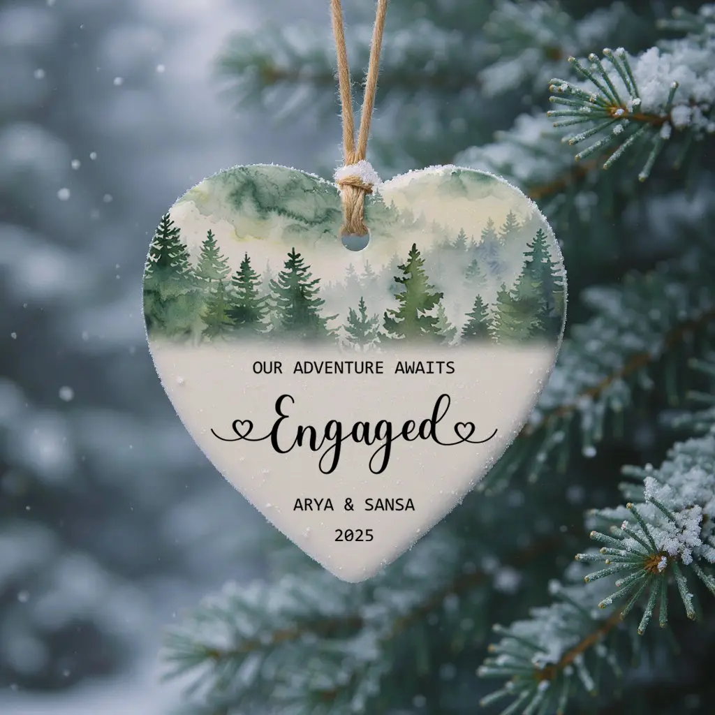 Custom Engagement Ornament | First Christmas Engaged Gift for Fiancé | Our Adventure Awaits Ornament - Image 6