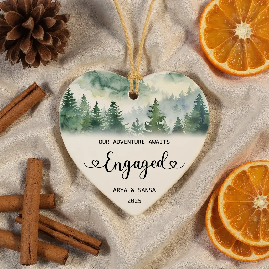 Custom Engagement Ornament | First Christmas Engaged Gift for Fiancé | Our Adventure Awaits Ornament - Image 3