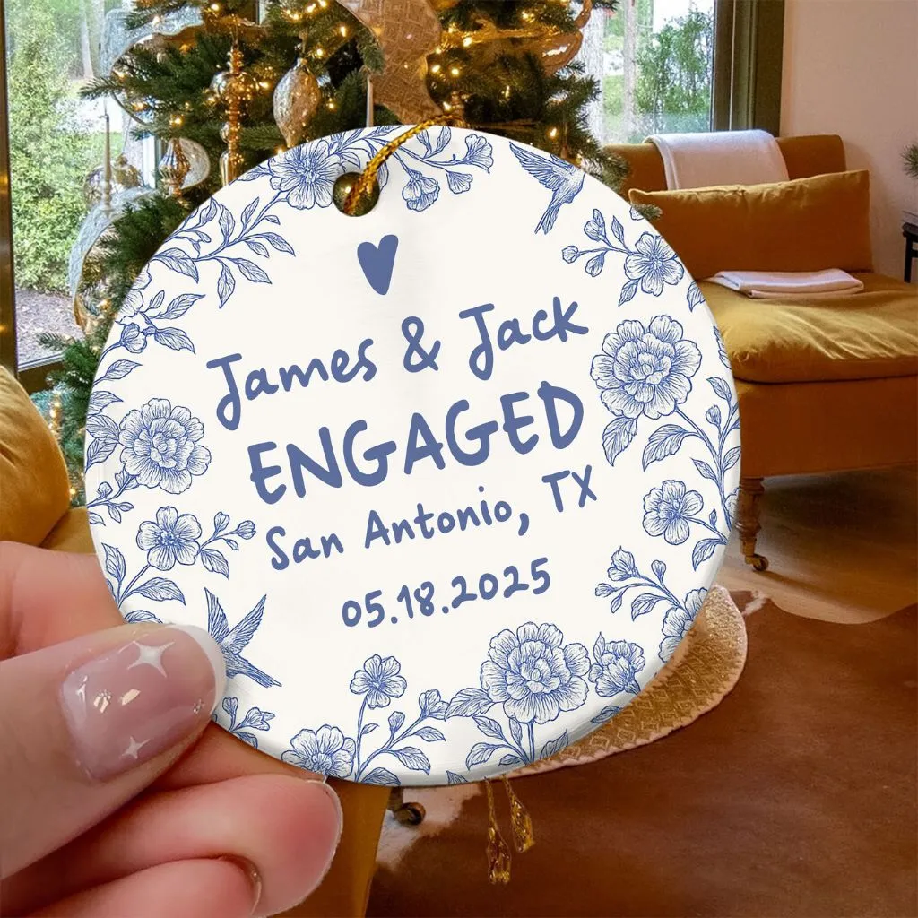 Personalized Engagement Ornament Christmas Keepsake | Custom Holiday Gift for Newly Engaged | Bridal Shower Decor - Image 6