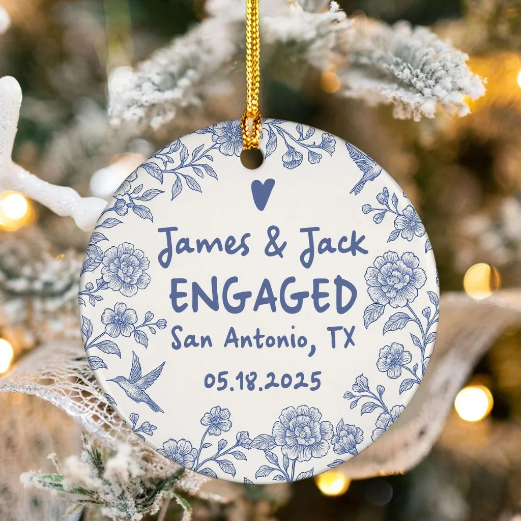 Personalized Engagement Ornament Christmas Keepsake | Custom Holiday Gift for Newly Engaged | Bridal Shower Decor - Image 7