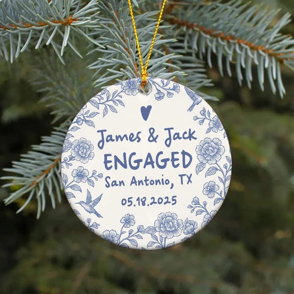 Personalized Engagement Ornament Christmas Keepsake | Custom Holiday Gift for Newly Engaged | Bridal Shower Decor - Image 4