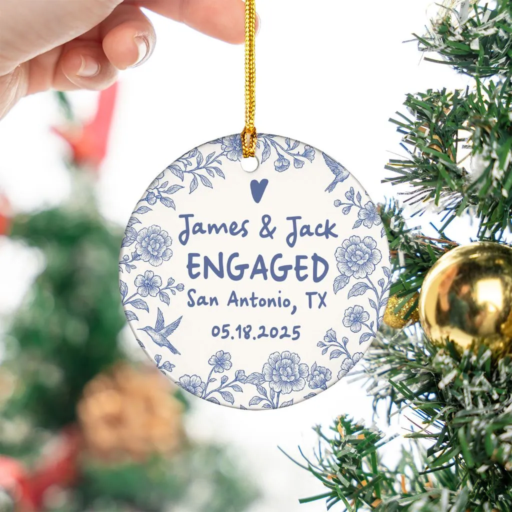 Personalized Engagement Ornament Christmas Keepsake | Custom Holiday Gift for Newly Engaged | Bridal Shower Decor - Image 5