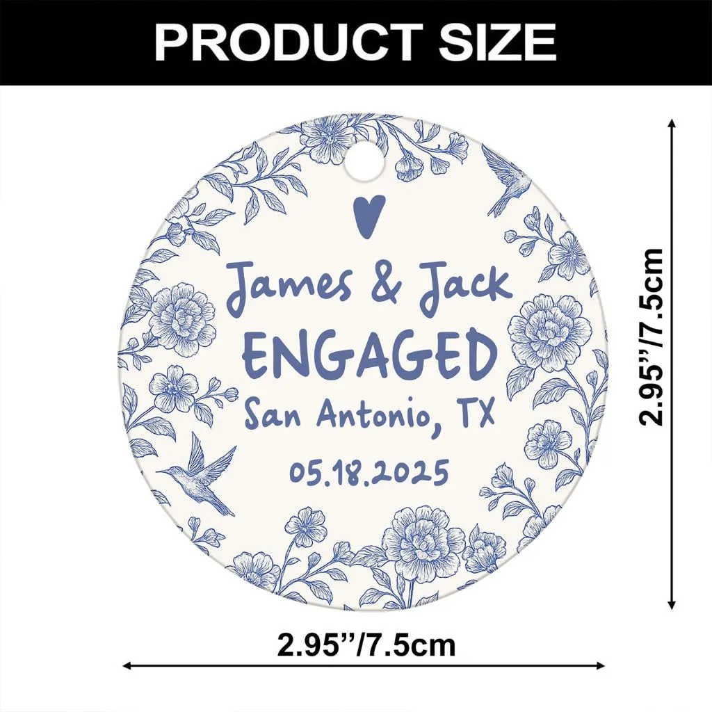 Personalized Engagement Ornament Christmas Keepsake | Custom Holiday Gift for Newly Engaged | Bridal Shower Decor - Image 2