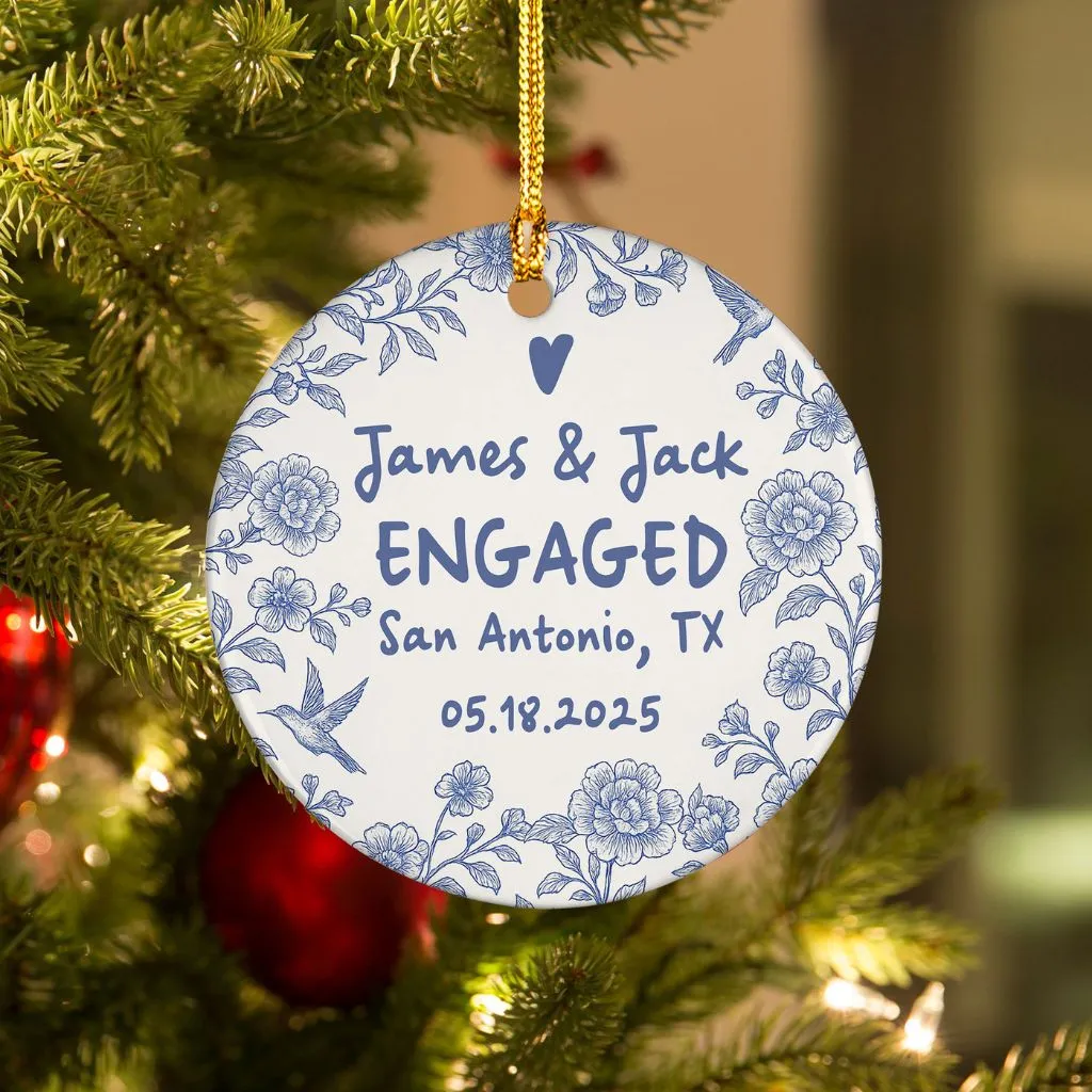 Personalized Engagement Ornament Christmas Keepsake | Custom Holiday Gift for Newly Engaged | Bridal Shower Decor - Image 3