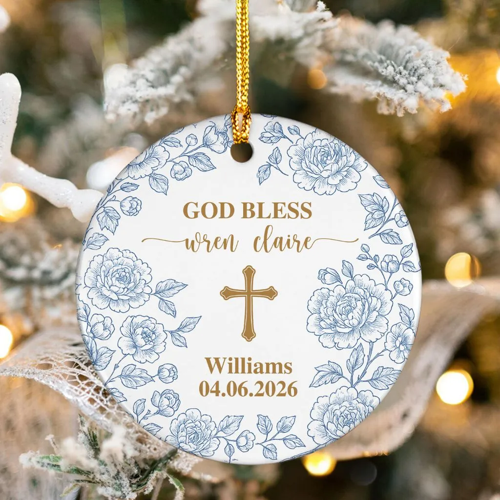 Personalized Cross Porcelain Ornament | Custom Baptism Gift & Memorial Keepsake | Religious Ceramic Faith Present - Image 5