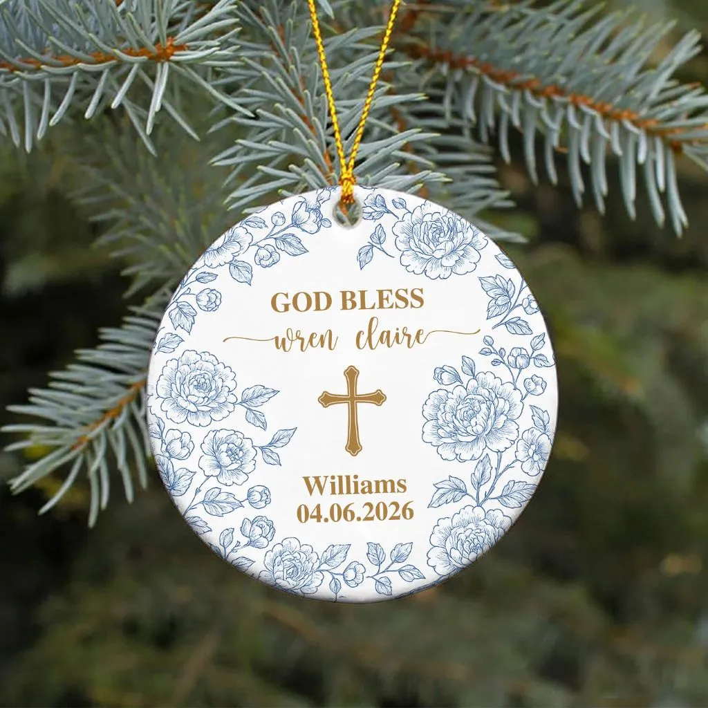 Personalized Cross Porcelain Ornament | Custom Baptism Gift & Memorial Keepsake | Religious Ceramic Faith Present - Image 7