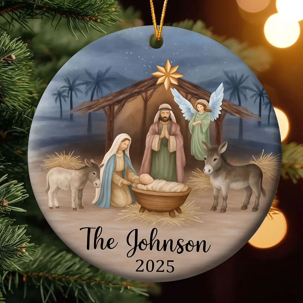 Custom Family Nativity Scene Ornament | Custom Religious Tree Decoration | Special Gift for Faith-Filled Homes