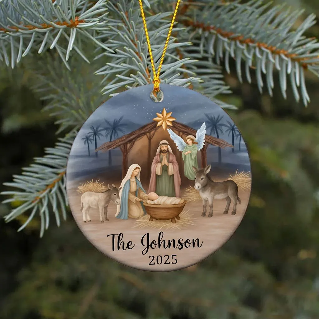 Custom Family Nativity Scene Ornament | Custom Religious Tree Decoration | Special Gift for Faith-Filled Homes - Image 3