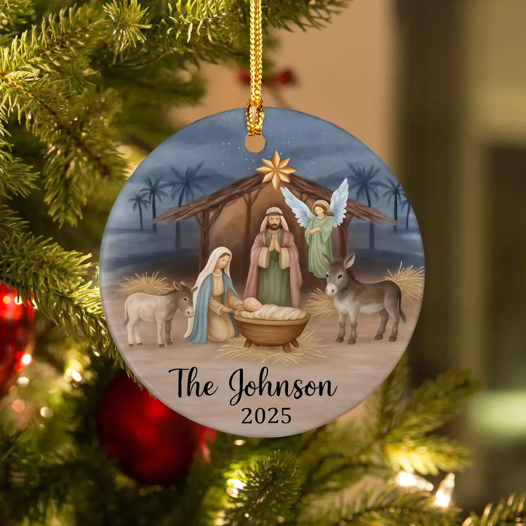 Custom Family Nativity Scene Ornament | Custom Religious Tree Decoration | Special Gift for Faith-Filled Homes - Image 2