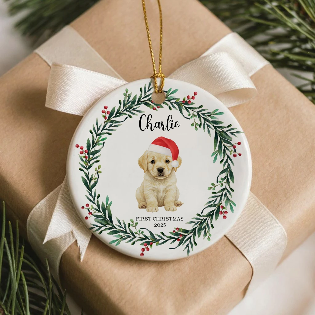 Custom Dog Portrait First Christmas Ceramic Ornament | Heirloom Pet Art Keepsake - Image 6