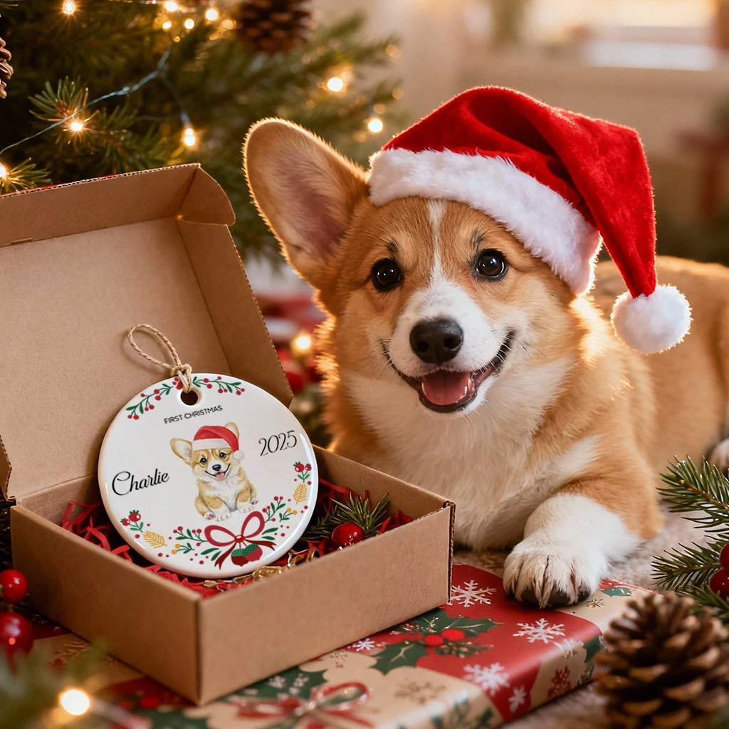 Personalized Dog Scandinavian Christmas Ornament 2025 | Custom Pet Holiday Keepsake | Christmas Decoration - Image 2