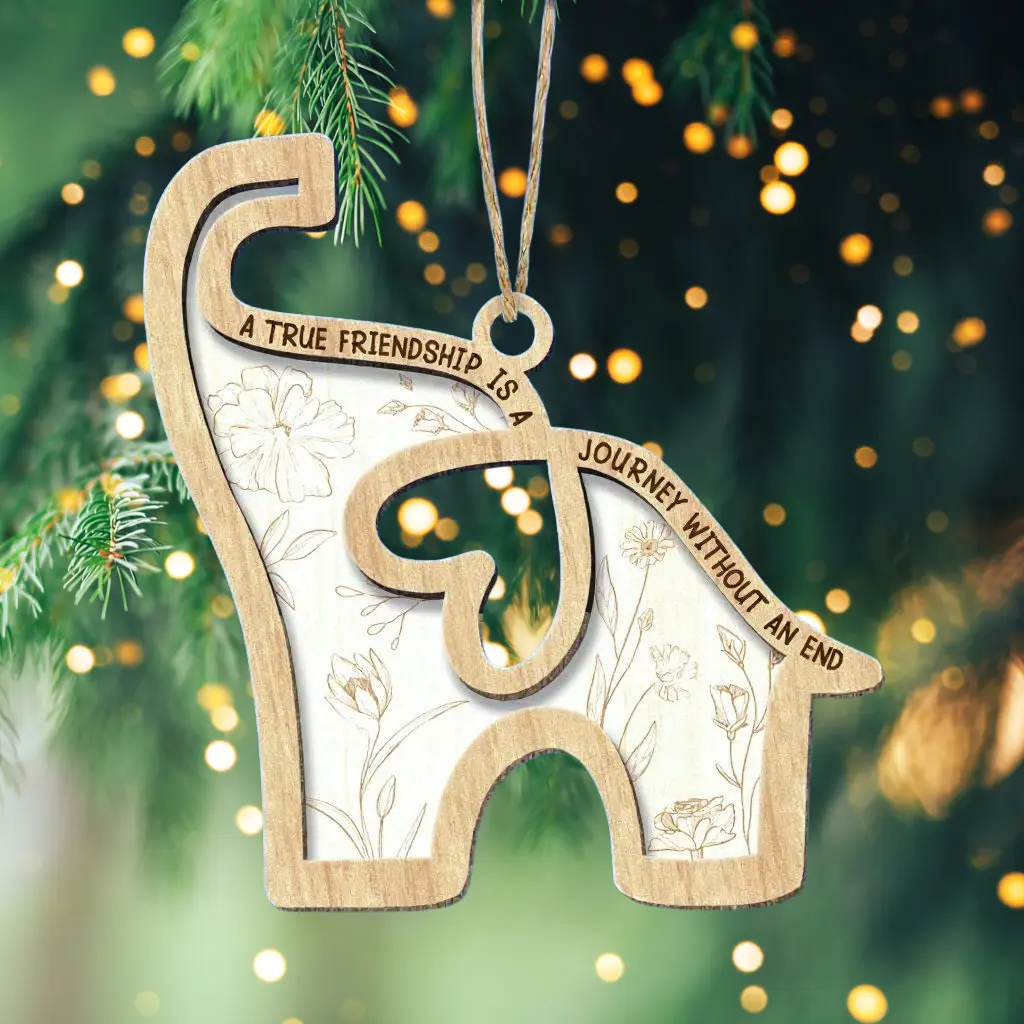 Elephant Sisterhood Ornament | Wooden Keepsake Gift for Sister, Best Friend | Friendship Christmas Decoration