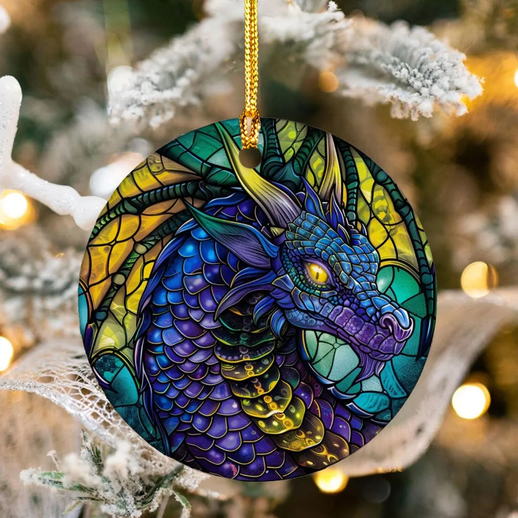 Fire Dragon Ceramic Ornament | Majestic Holiday Decor | Powerful Fantasy Dragon Keepsake - Image 6