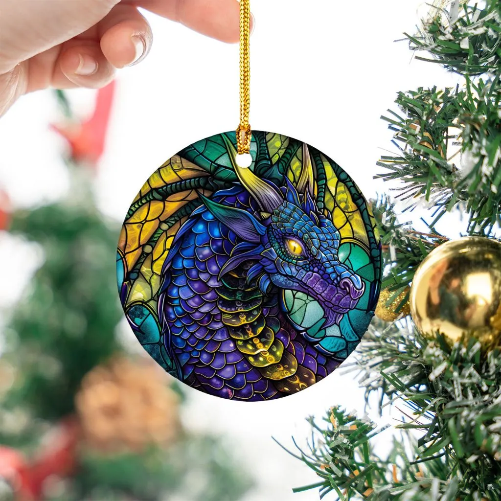 Fire Dragon Ceramic Ornament | Majestic Holiday Decor | Powerful Fantasy Dragon Keepsake - Image 2