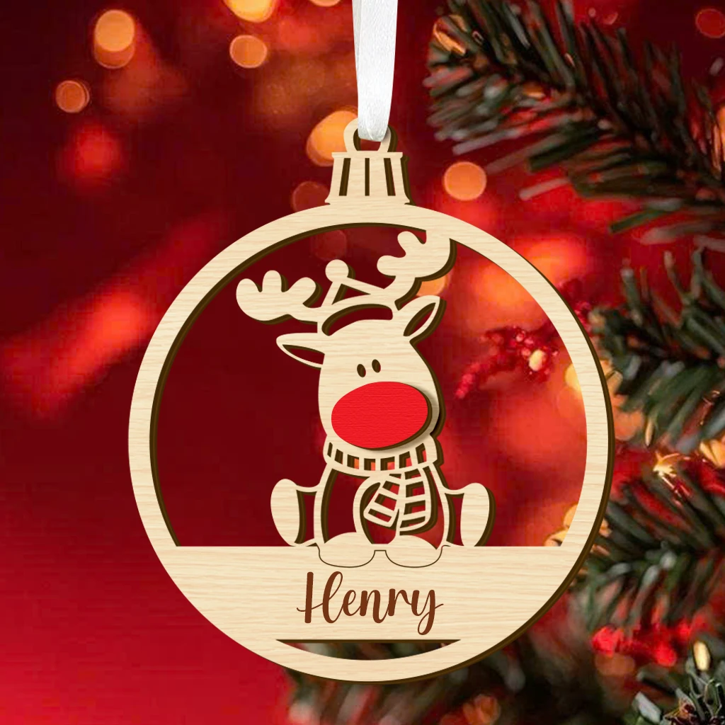 Custom First Christmas Baby Rudolph Wooden Ornament | Layered Wood Keepsake | Perfect Christmas Decoration - Image 5