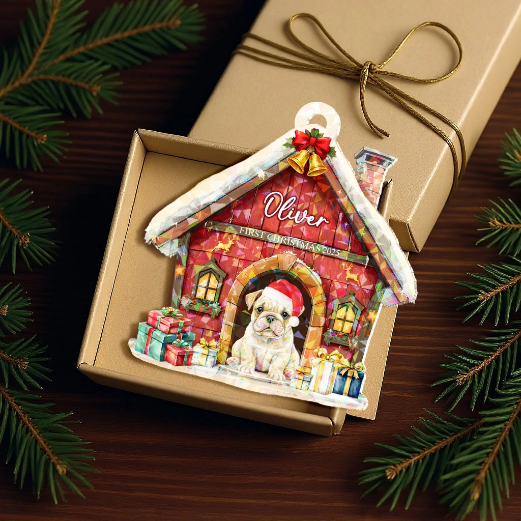 Personalized First Christmas Dog Ornament | Wooden & Acrylic Layered Keepsake | Unique Christmas Ornament for Pet Lover - Image 7